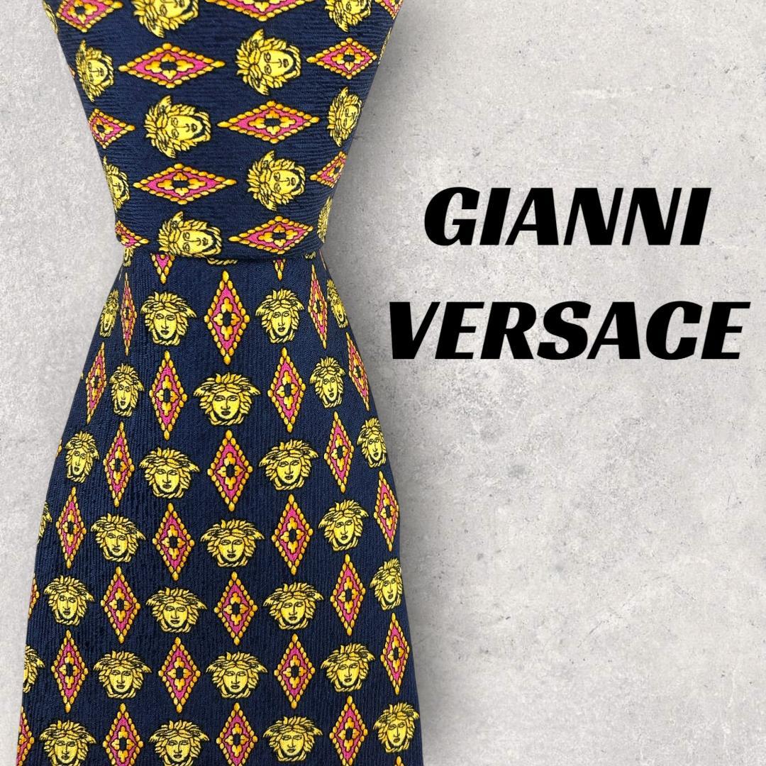 【6779】美品ー良品！ヴェルサーチ　ネクタイ　ネイビー系　メデューサ 6,080円