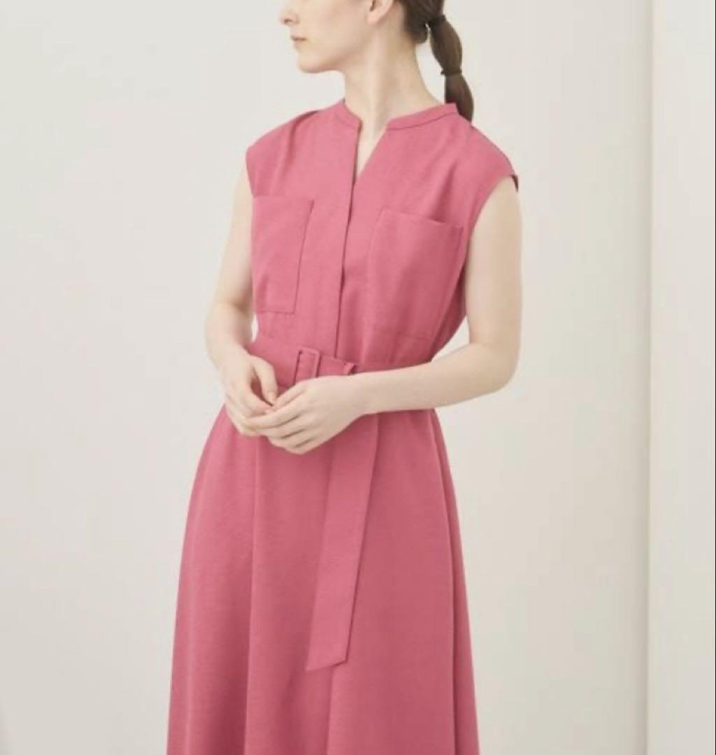 美品 ANAYI アナイ ノーカラーオックスポケット ワンピース 38 M