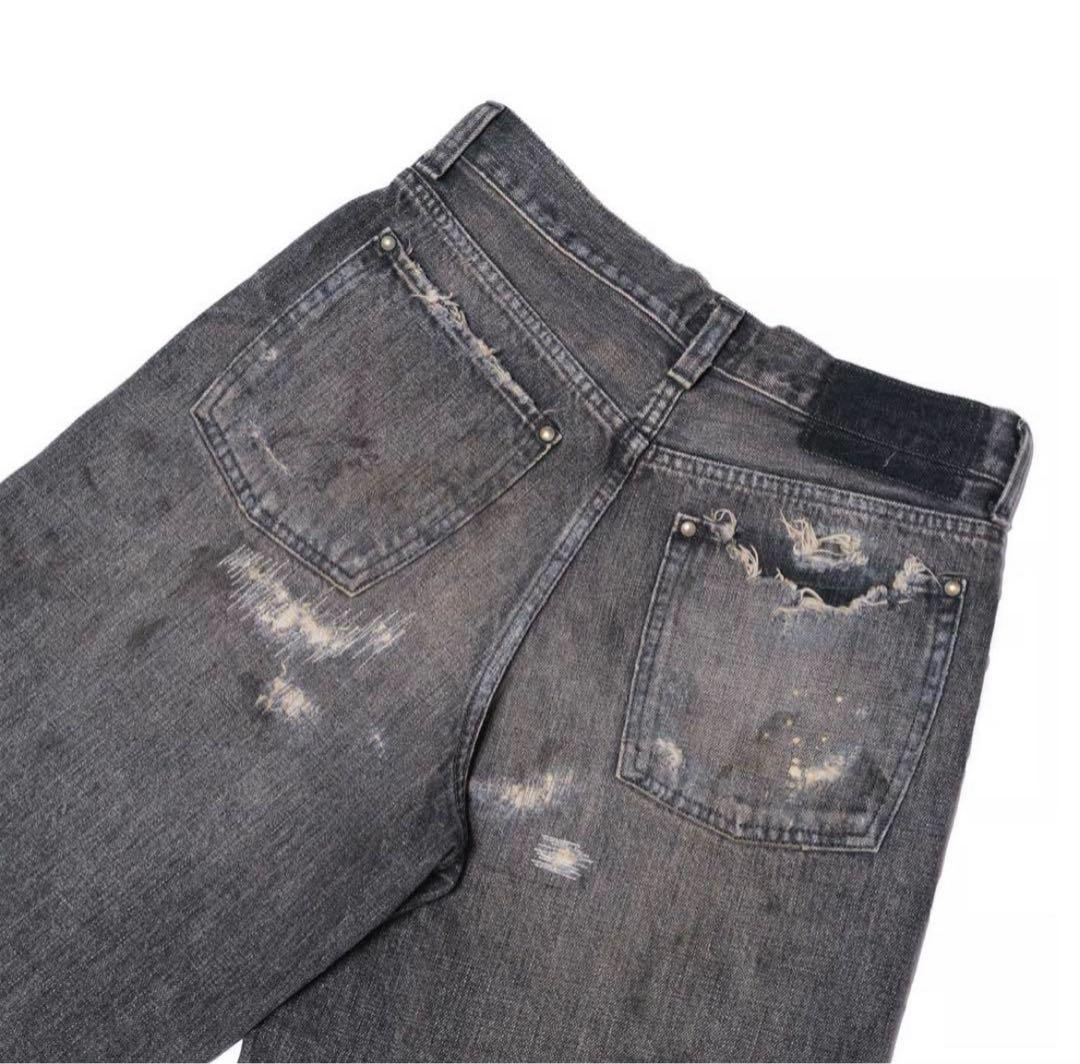 L TSY RIPPED WIDE STRAIGHT DENIM BLACK - メルカリ