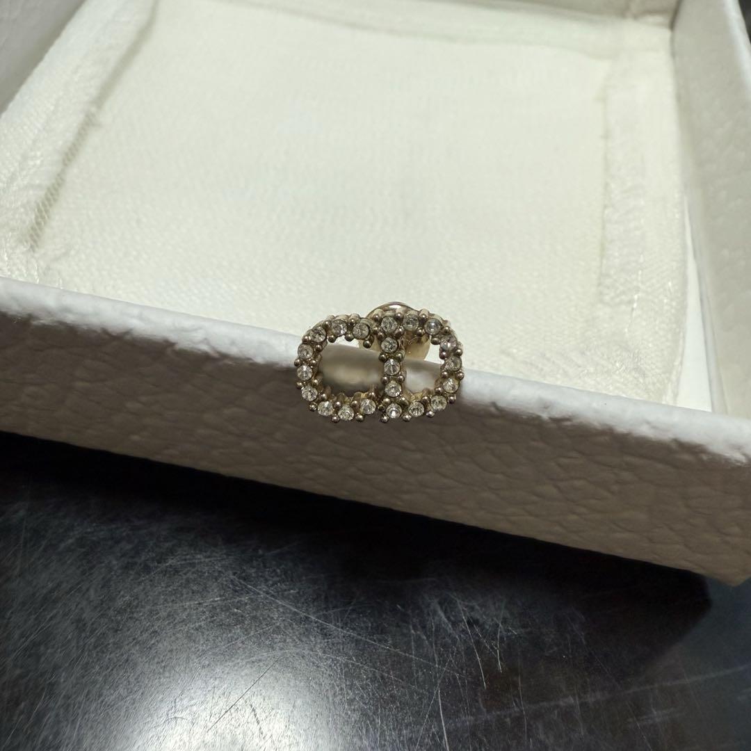 Dior Clair D Lune ピアス メタル&クリスタル片耳 ゴールド