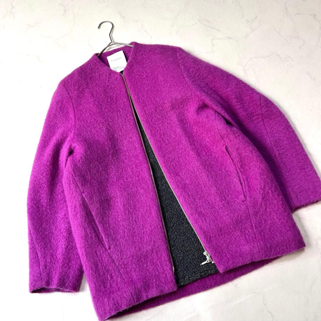 美品エレンディーク 裏ボア ウール モヘヤコート ジップブルゾン 定価4.2千円 美品エレンディーク 裏ボア ウール モヘヤコート ジップブルゾン 定価4.2千円