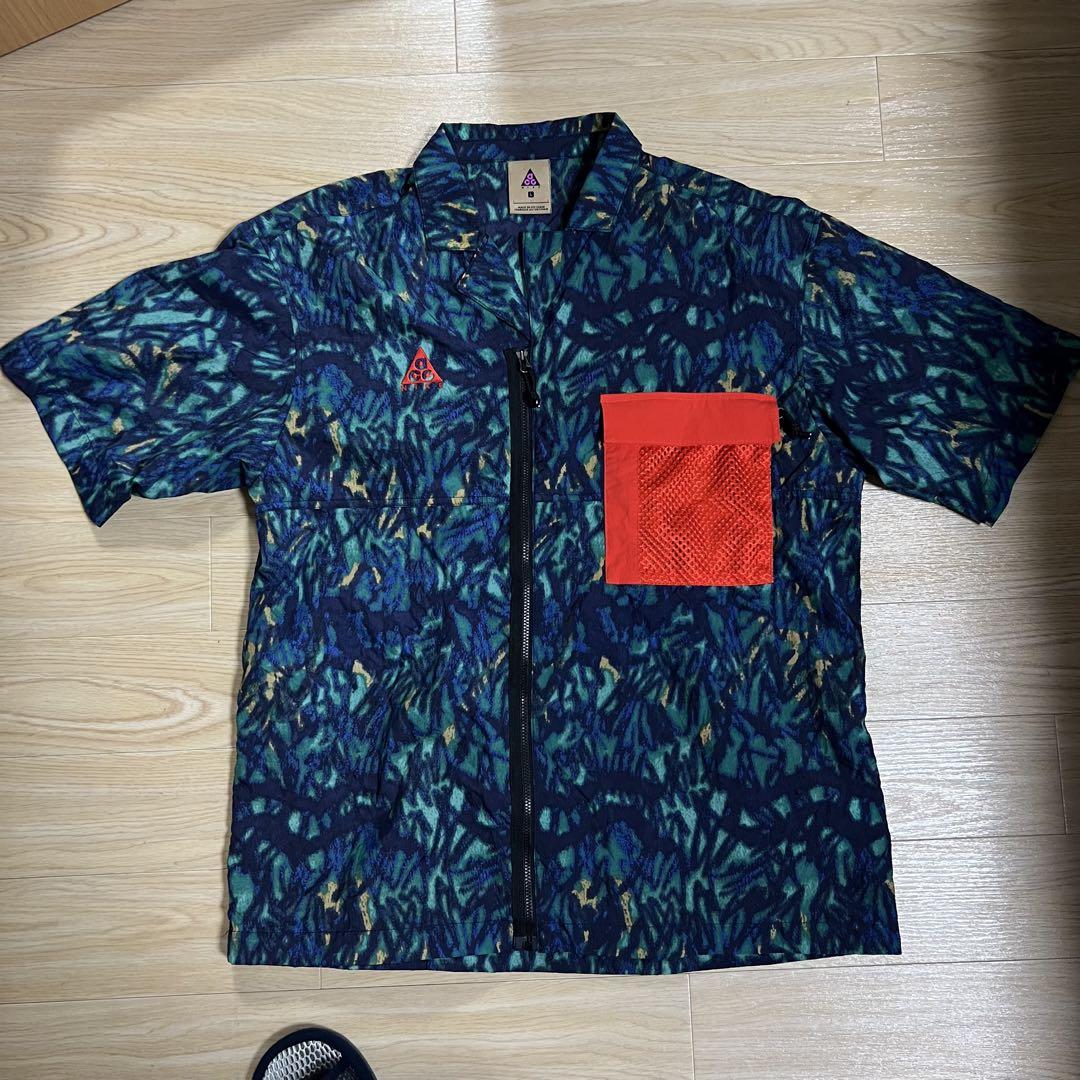 【神木隆之介着用】Nike AGC 半袖シャツ ナイロンシャツ 総柄 L