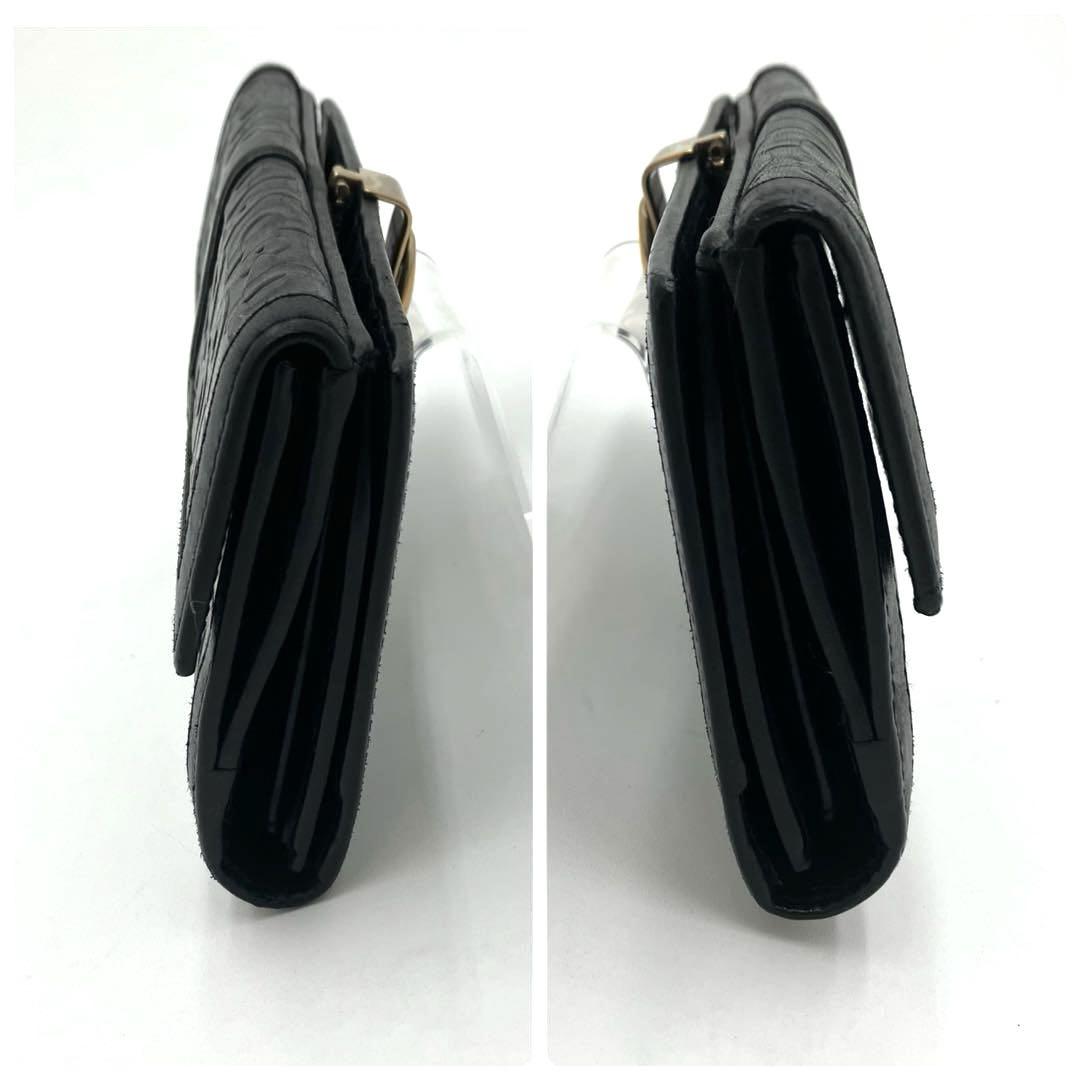 GUCCI グッチ 長財布 ホースビット柄 黒 レザー フラップ式