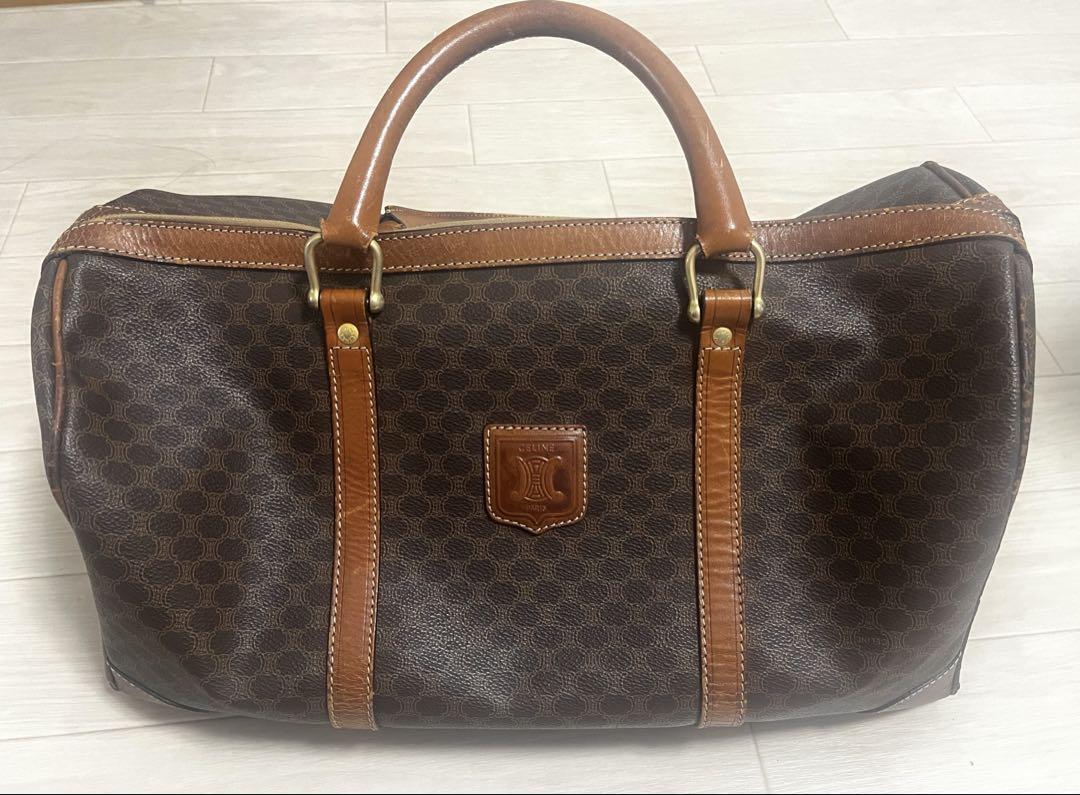 Celine ボストンバッグ　マカダム柄　鍵付き
