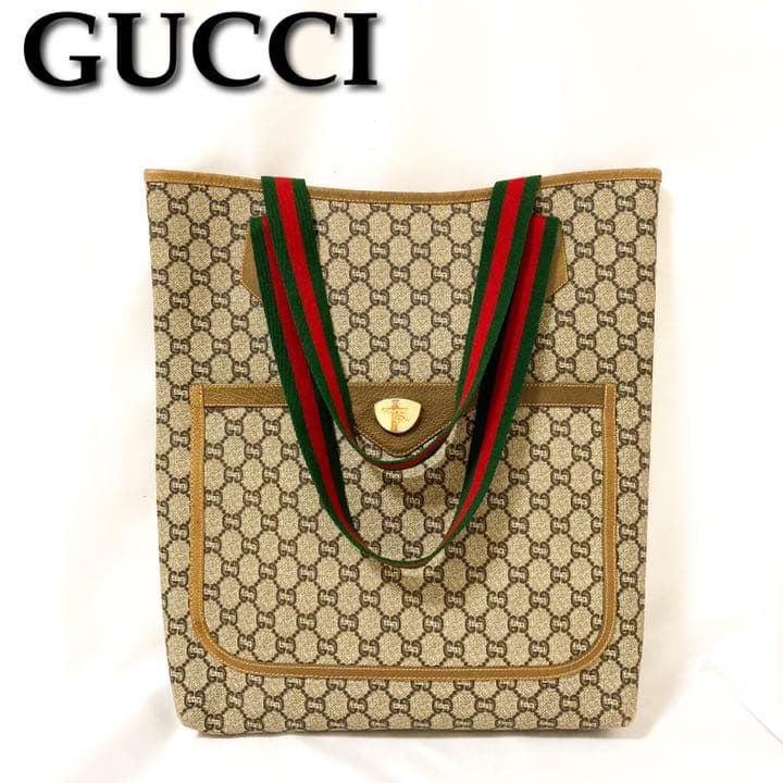 美品 オールドグッチ シェリーライン トートバッグ ハンドバッグ GG