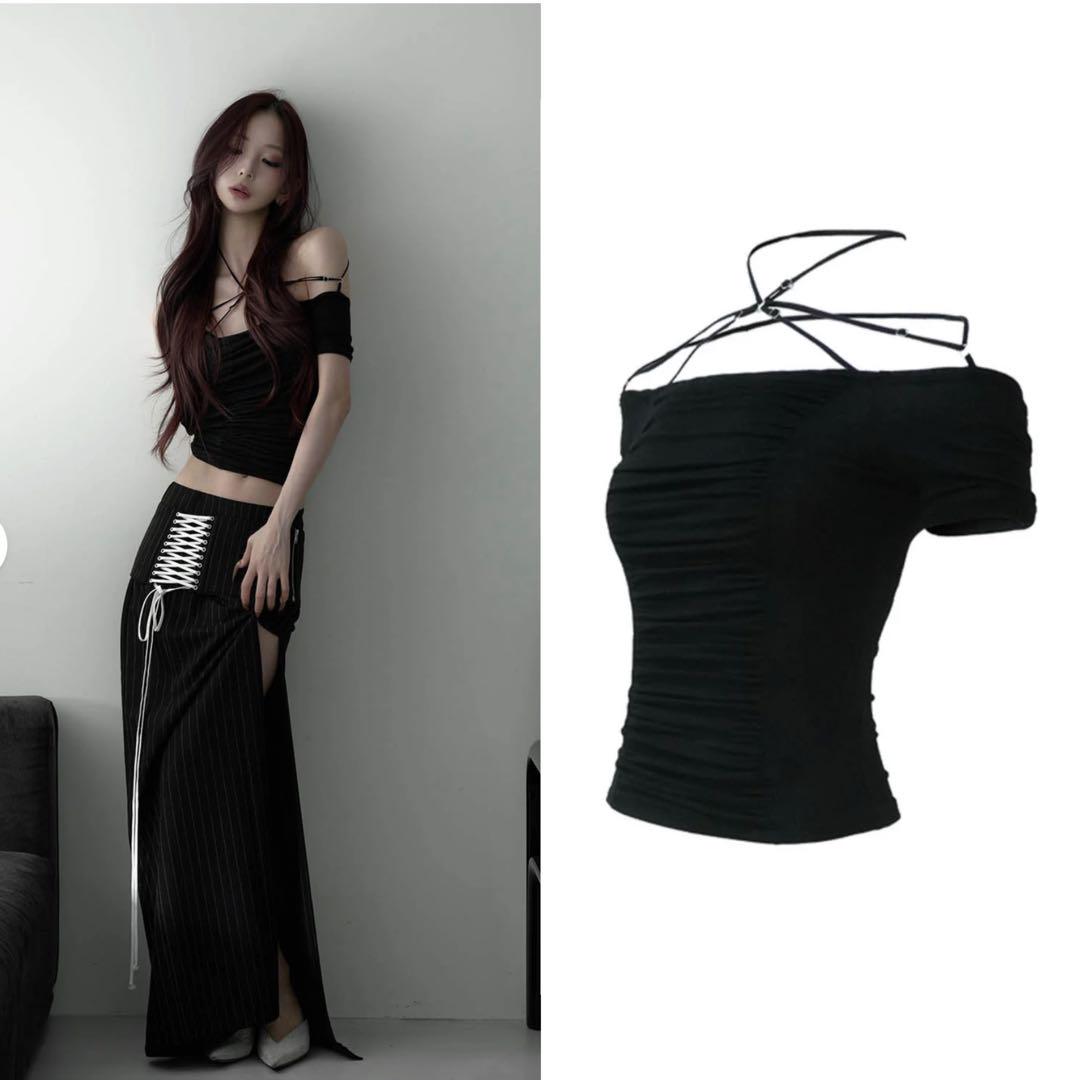 theredthread ブラック S gather code tops
