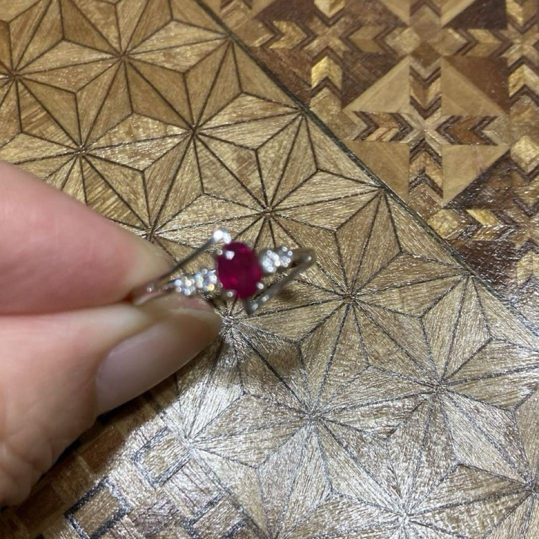 美品　天然石ルビー　14KWG ホワイトゴールド　貴金属　ダイアモンド　指輪