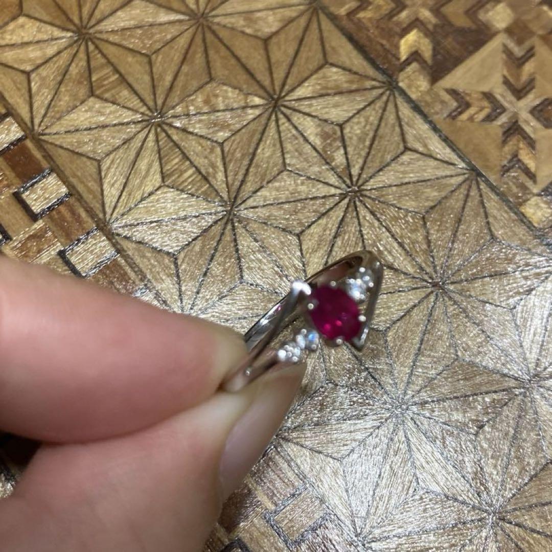 美品　天然石ルビー　14KWG ホワイトゴールド　貴金属　ダイアモンド　指輪