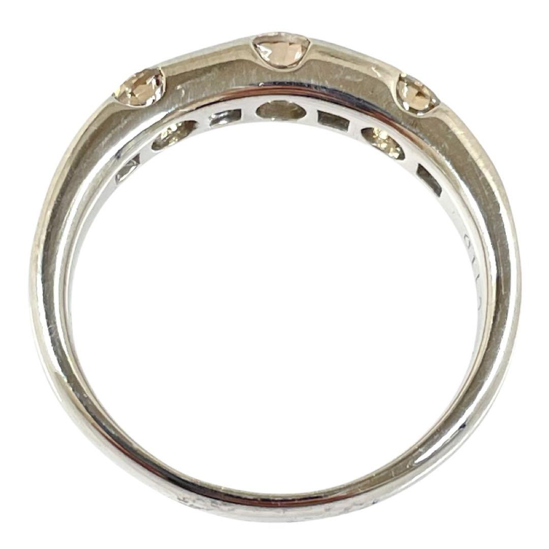 ブラウン ダイヤモンド 1.10ct Pt900 テーパー ダイヤ リング 指輪