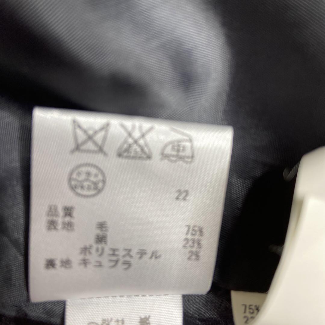 美品✨ICB スカート&パンツスーツ ダークグレー ストライプ 光沢 3点セット