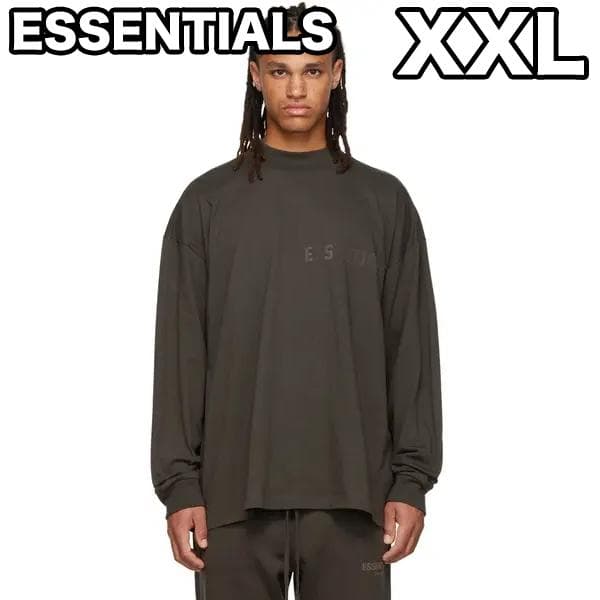 【ESSENTIALS】未使用 フロックロゴ長袖カットソー オフブラック XXL