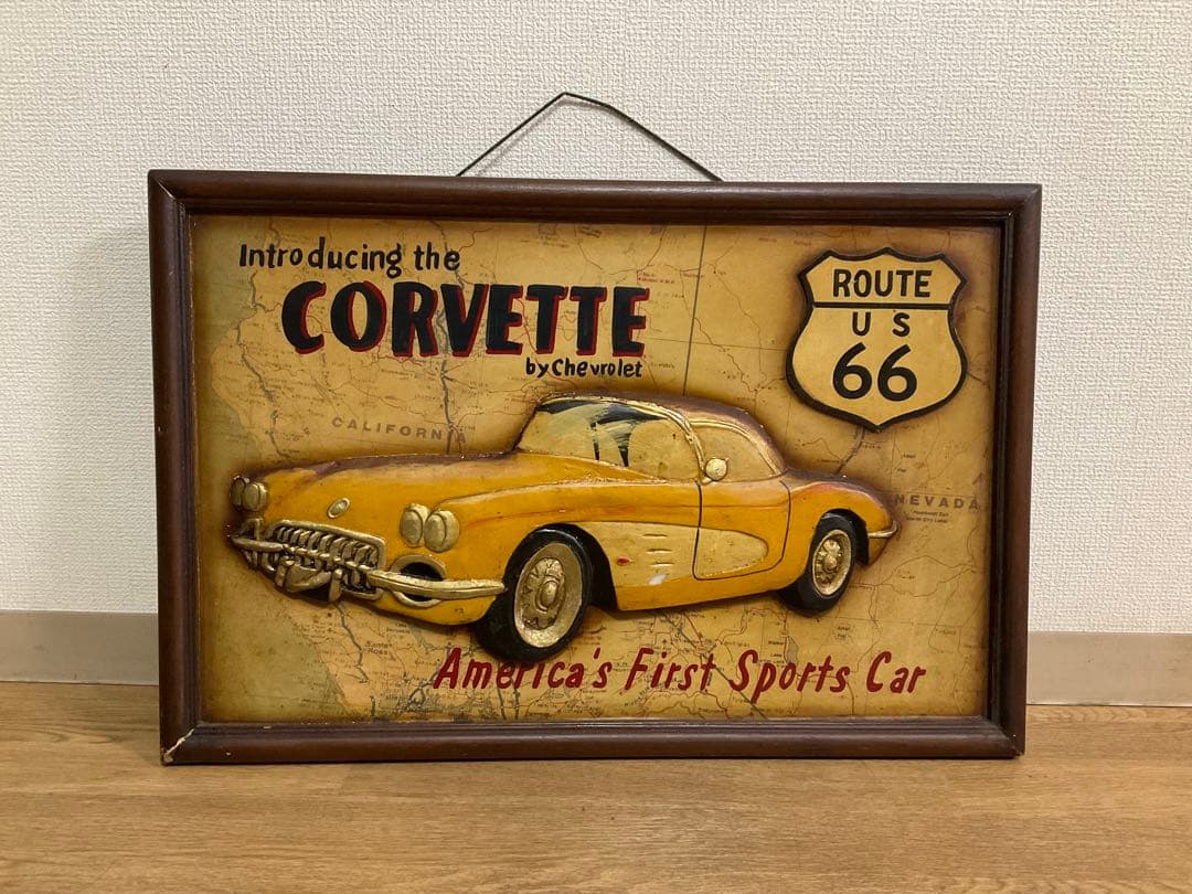 コルベット ルート66 看板　中古品　アンティーク雑貨　インテリア雑貨