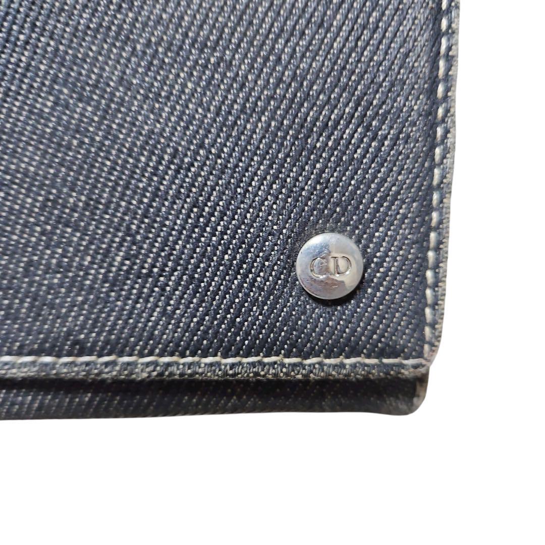 ディオール ChristianDior 長財布 デニム ブラック ロゴ金具 小物