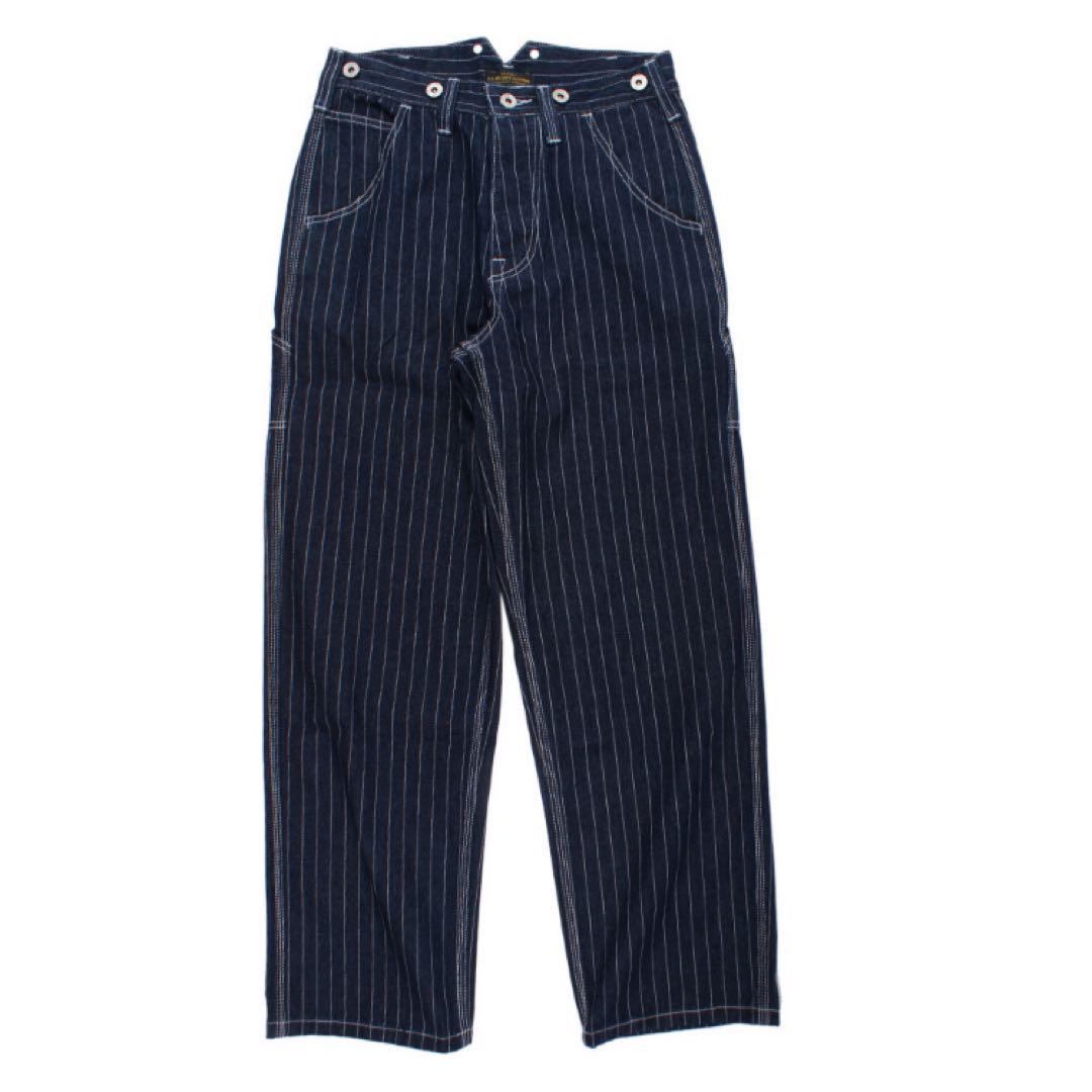 【訳あり typeＢ-Ｍ】 ストライプ　デニム　パンツ　ウォバッシュ　ヒッコリー typeB-S】 ストライプ デニム パンツ ウォバッシュ ヒッコリー