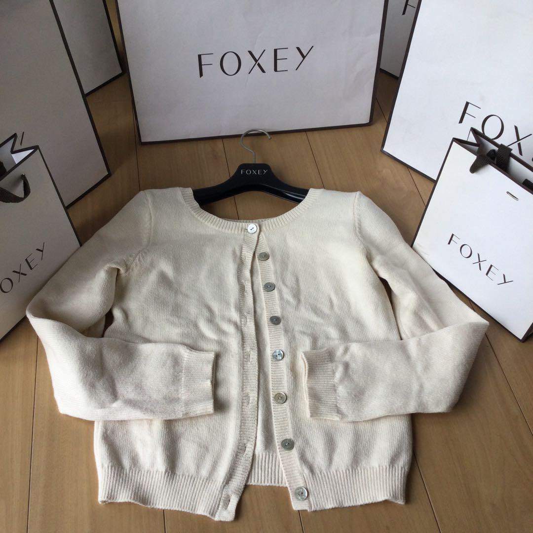 Foxey フォクシー　コットンカーディガン　アイボリー