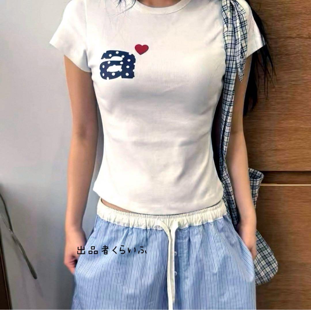 AEAE ホワイト 半袖Tシャツ ハート ドット - メルカリ