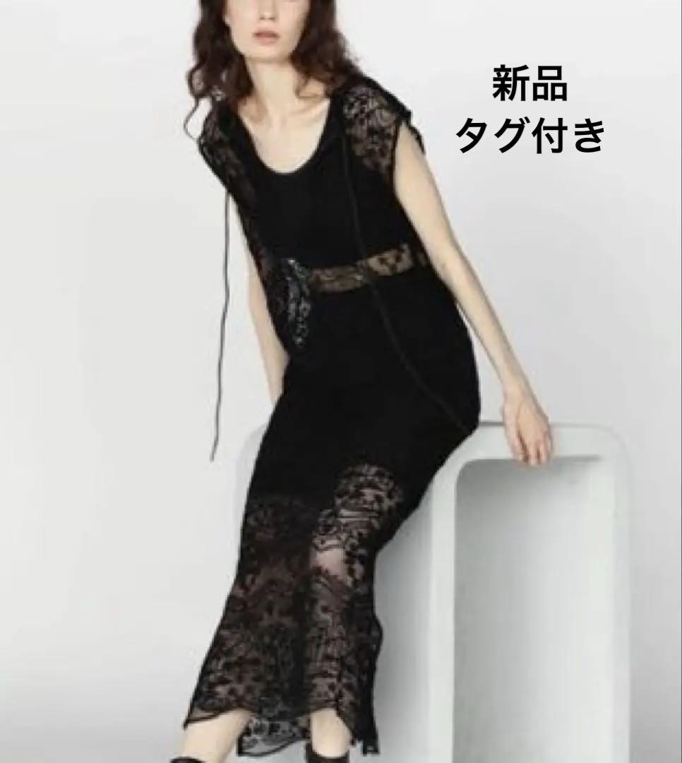 新品 Ample 刺繍ノースリーブシアーメッシュワンピース 定価¥1万9000円