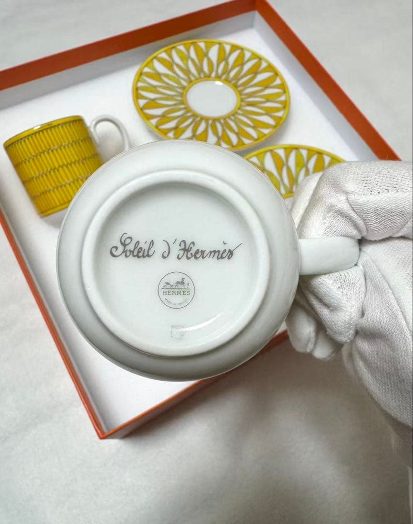 HERMES ★ コーヒーカップ&ソーサー 〈ソレイユ・ドゥ〉★ 新品未使用 HERMES ★ コーヒーカップ&ソーサー 〈ソレイユ・ドゥ〉★ 新品未使用