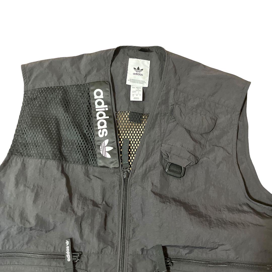 e⭐︎様 フィッシングベストadidas ベスト 黒 メッシュ 釣り