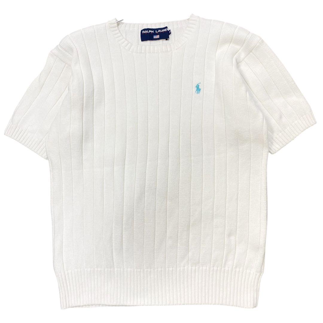 RalphLauren 刺繍ロゴ 半袖ニット レディースM