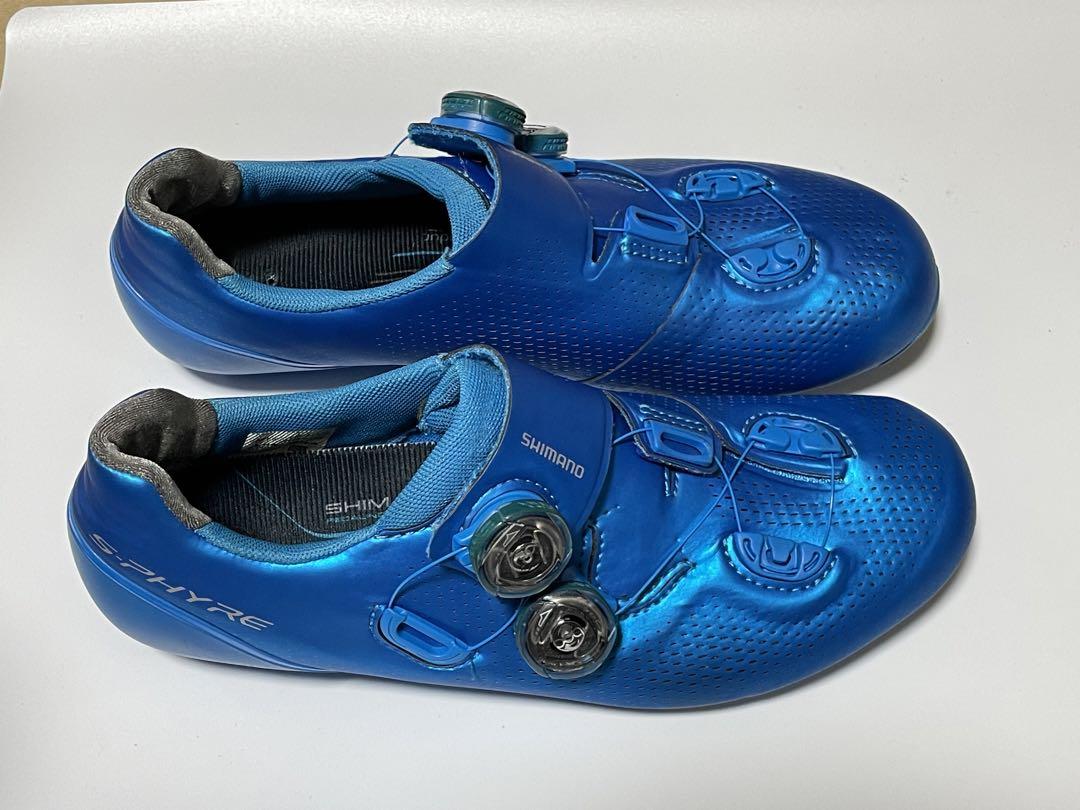 Shimano S-Phyre 青 自転車シューズ BOAダイヤル、クリート付き