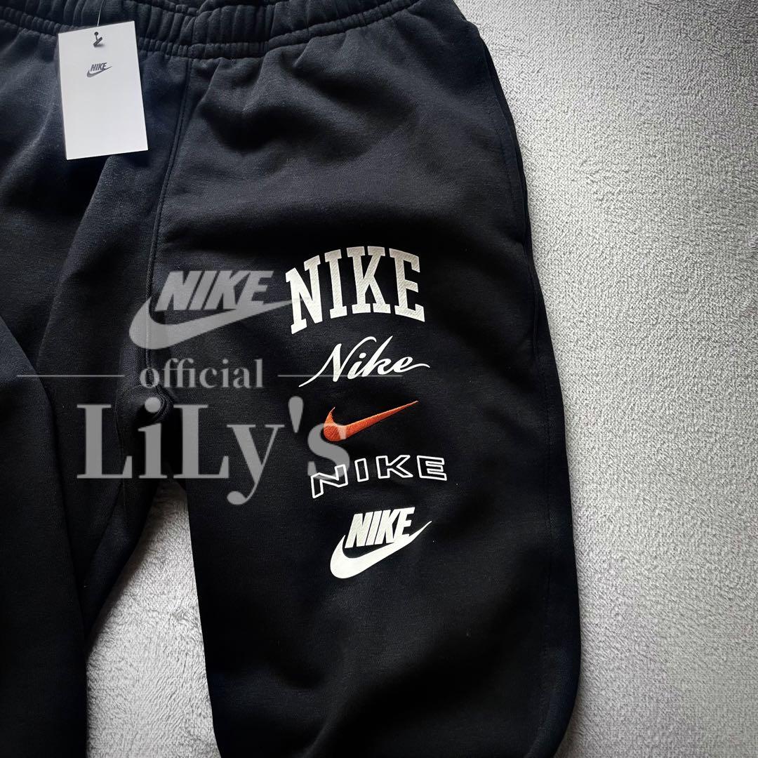 3新品　NIKE上下セットアップ　ブラック✖︎オレンジ　黒　XL ナイキ　ロゴ刺繍