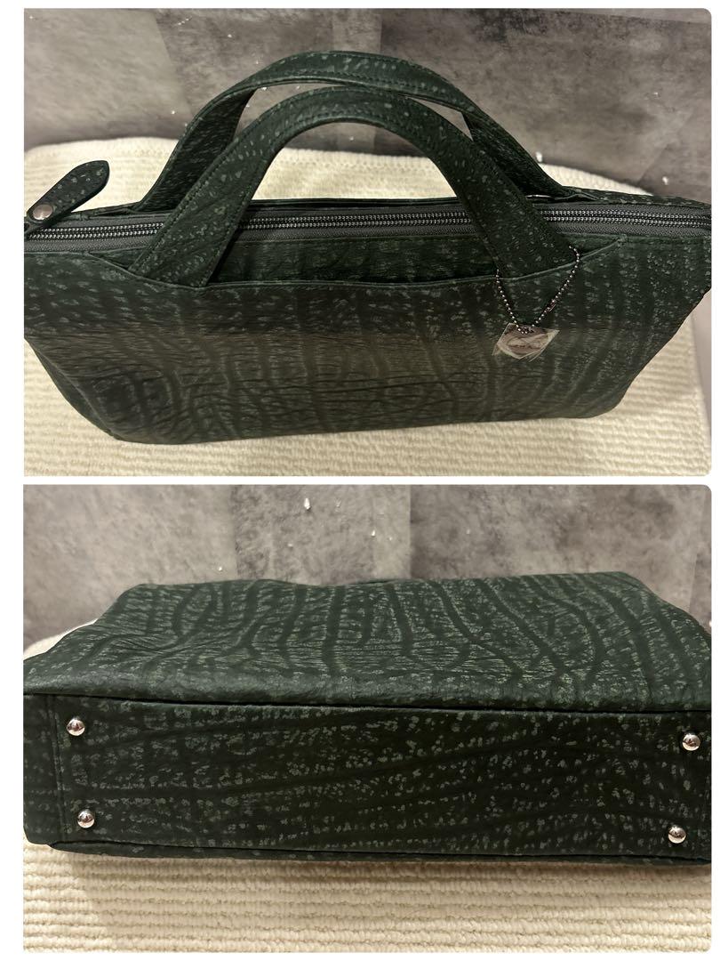 JRA認定　エキゾチックレザー　ハンドバッグ 緑アンテロープ　カモシカ　シカ革