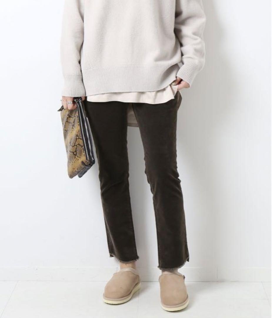 Spick&Span コーデュロイミッドライズスリムストレート グレー 38
