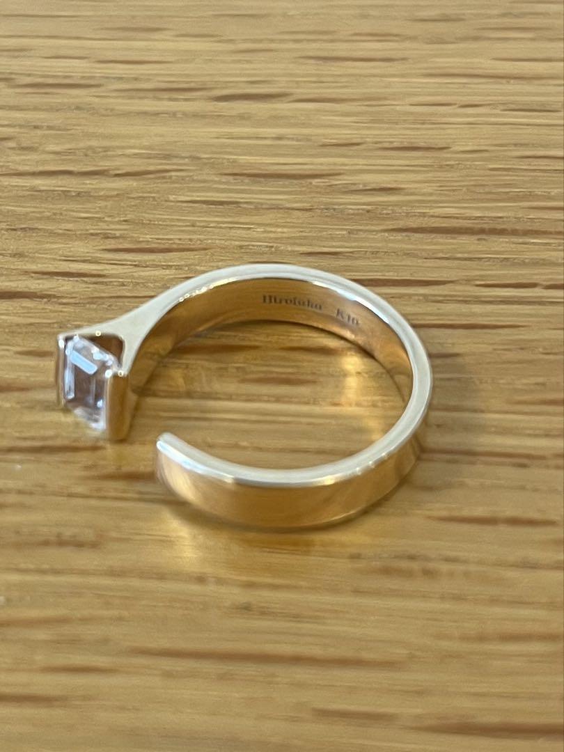 【美品】Hirotaka K10ゴールド オープンリング ホワイトトパーズ⭐︎9号