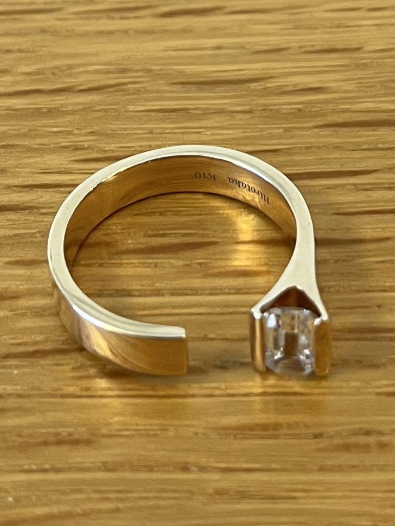 【美品】Hirotaka K10ゴールド オープンリング ホワイトトパーズ⭐︎9号