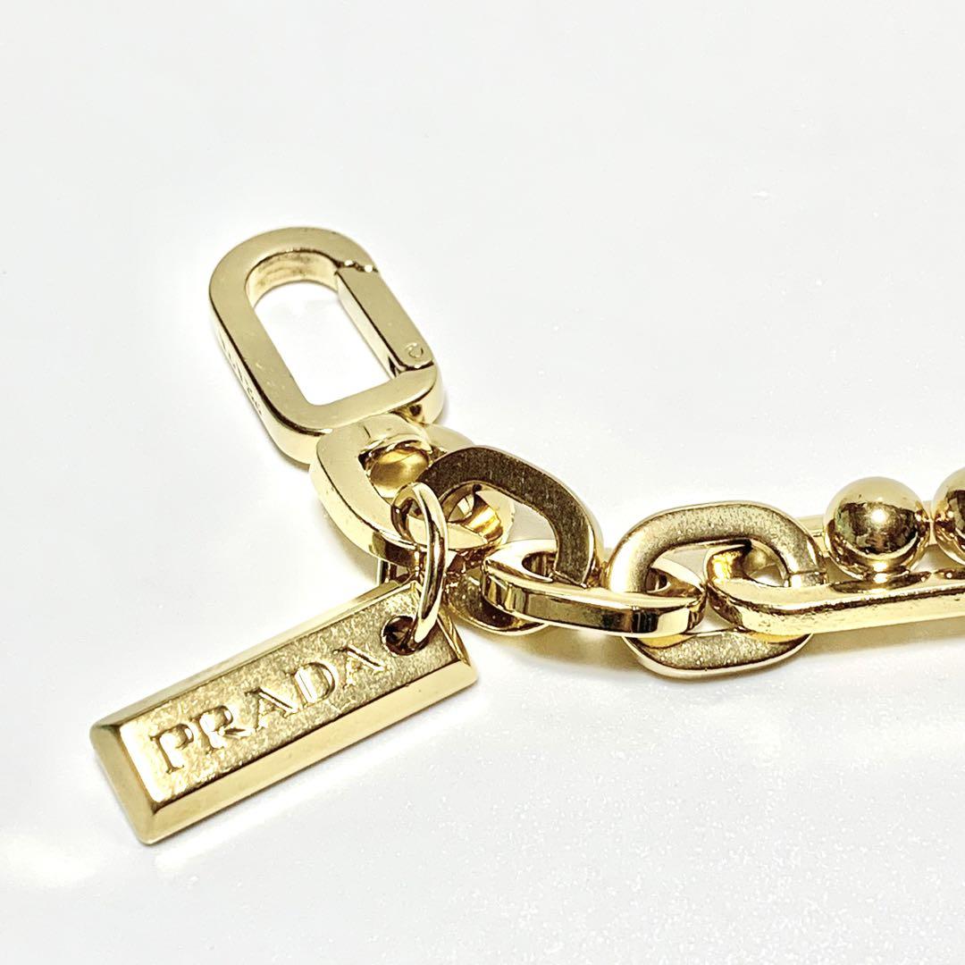 ☆良品 プラダ ロゴプレート メタル チェーンブレスレット ゴールド イタリア製