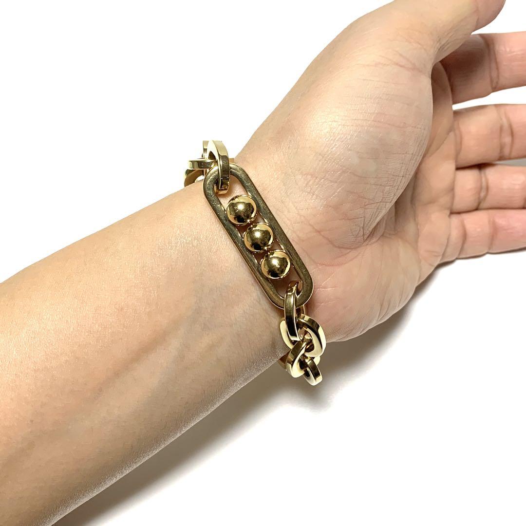 ☆良品 プラダ ロゴプレート メタル チェーンブレスレット ゴールド イタリア製