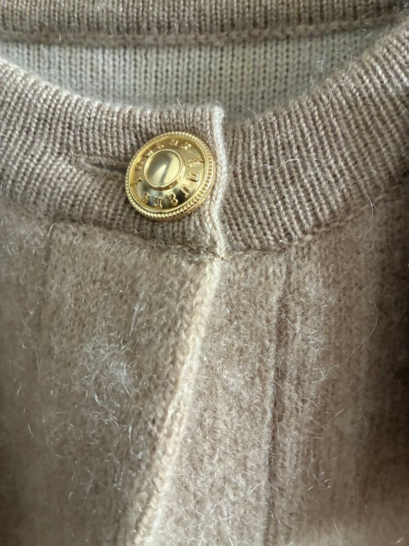 anuans カシミヤブレンドノーカラーニットジャケット anuans カシミヤブレンドノーカラーニットジャケット