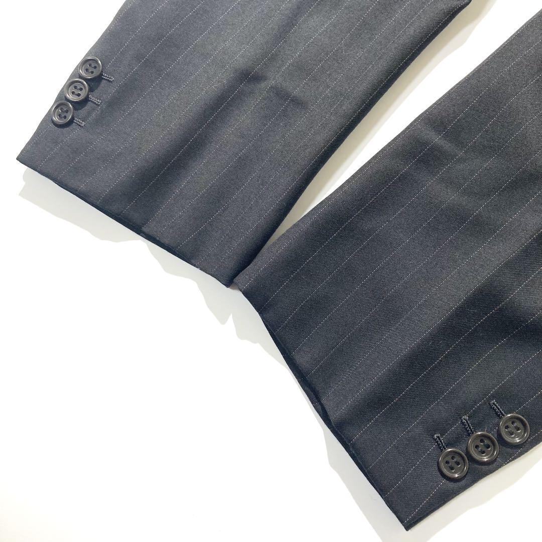 【美品】Brioni スーツ セットアップ ブラック ストライプ ダブル 総柄