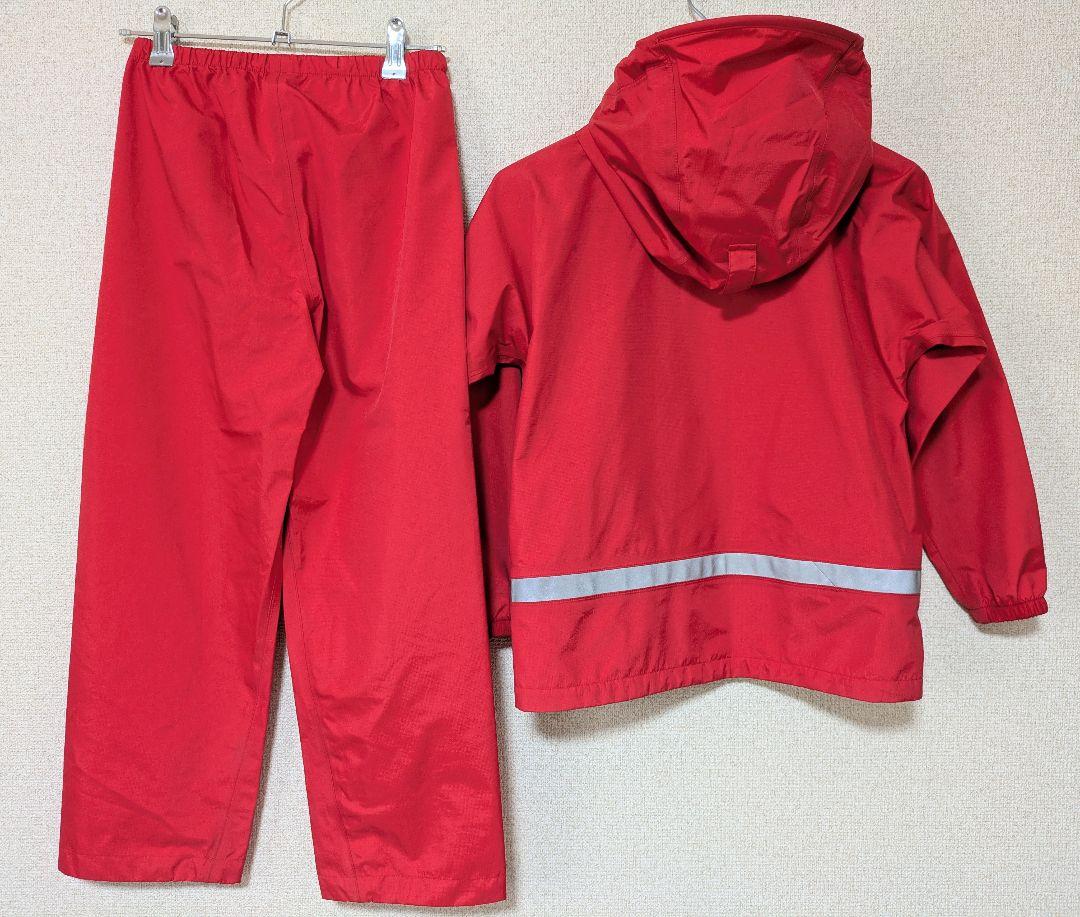 良品　レイントレッカー　130 レインスーツ 上下セット 赤色
