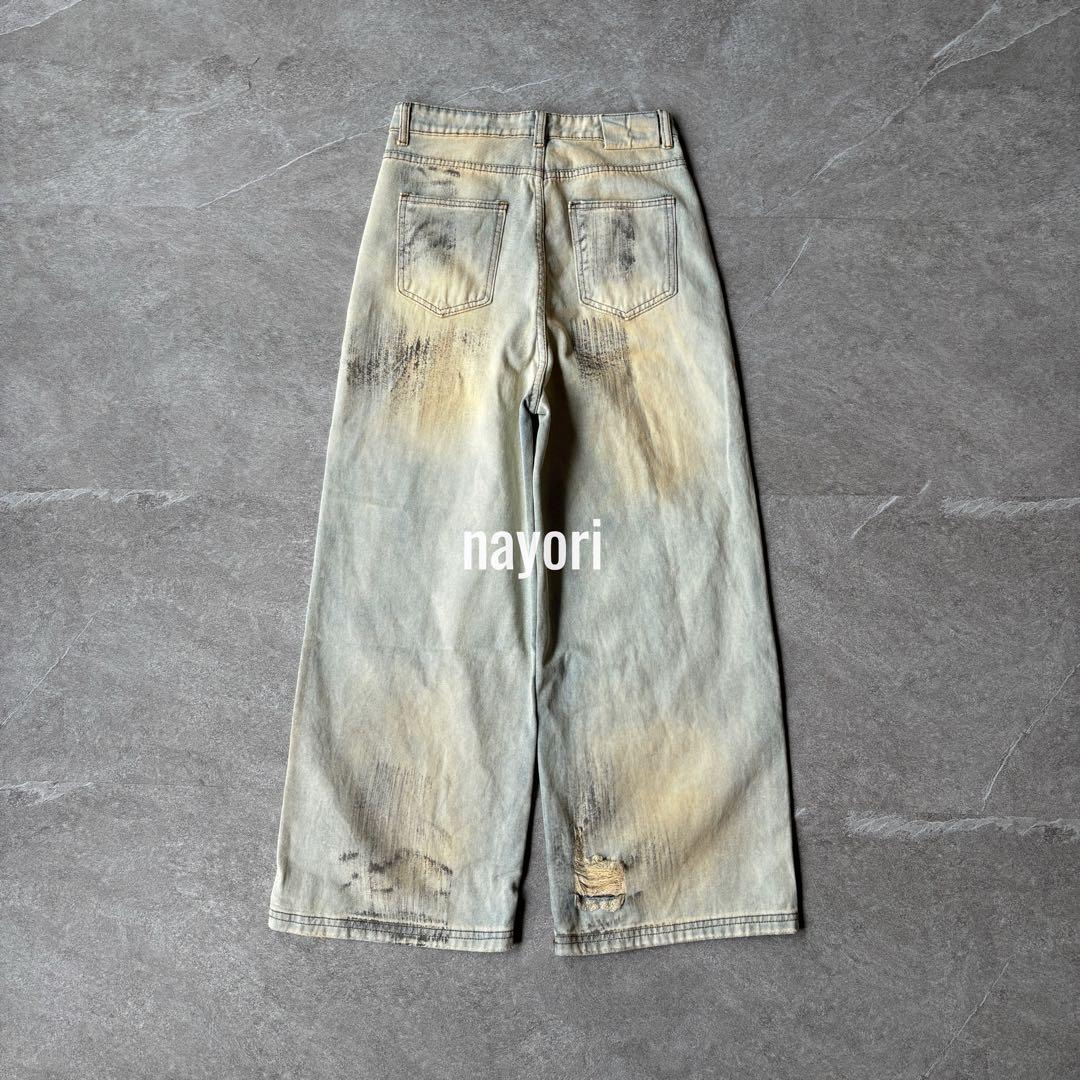 ワイドダメージデニム　バギーデニム　y2k wide denim damage
