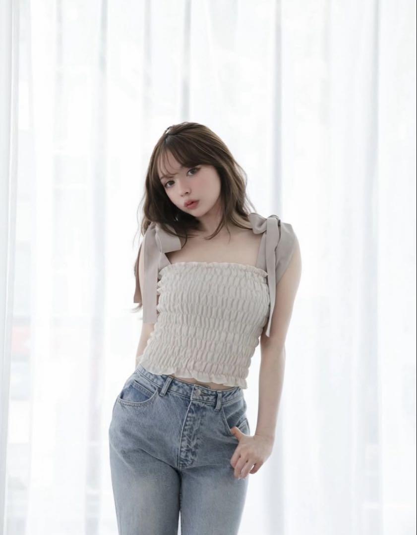 andmary / May shirring tops black - メルカリ