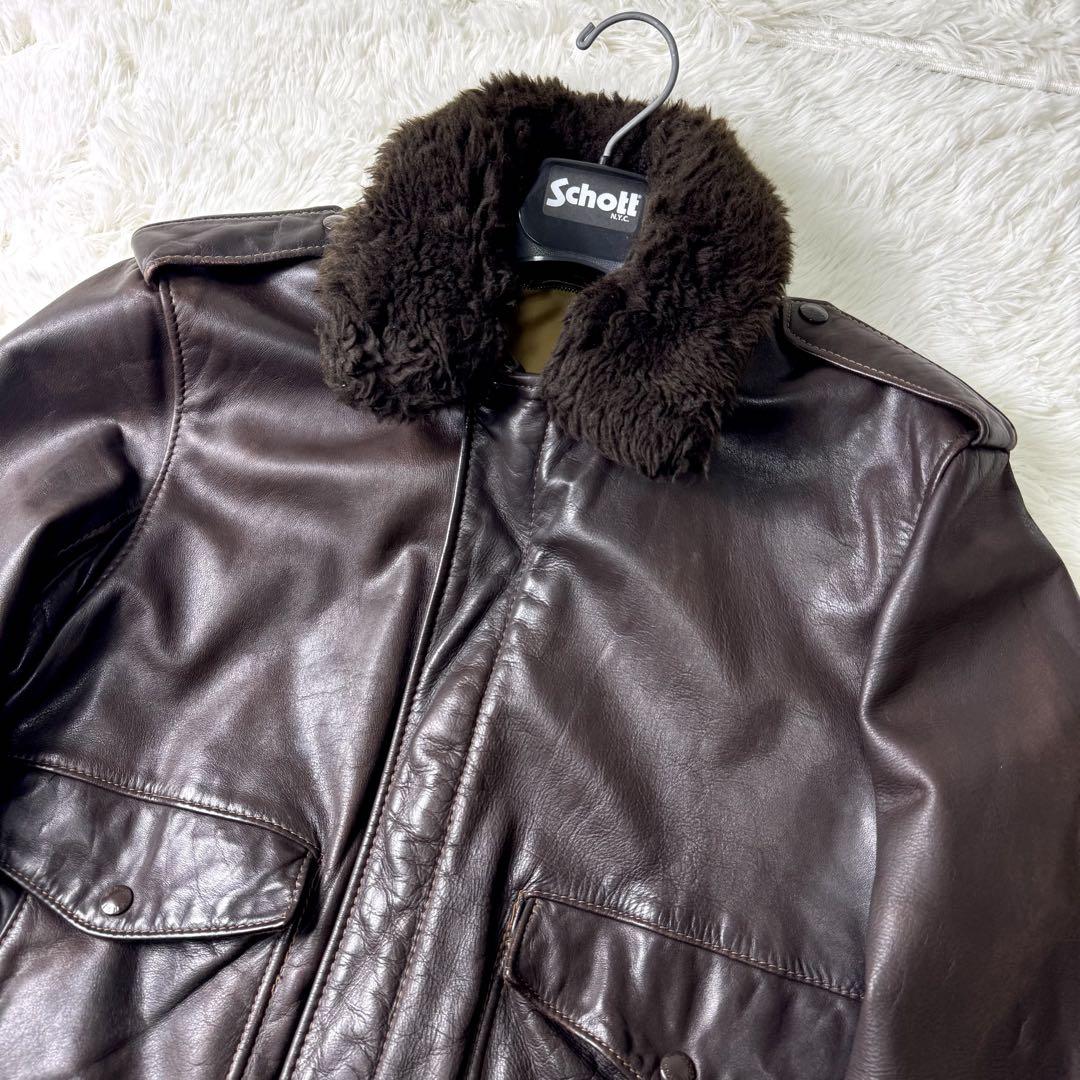 希少✨schott フライトジャケット　G-1 ダークブラウン　ボア　40 希少✨schott フライトジャケット G-1 ダークブラウン ボア 40