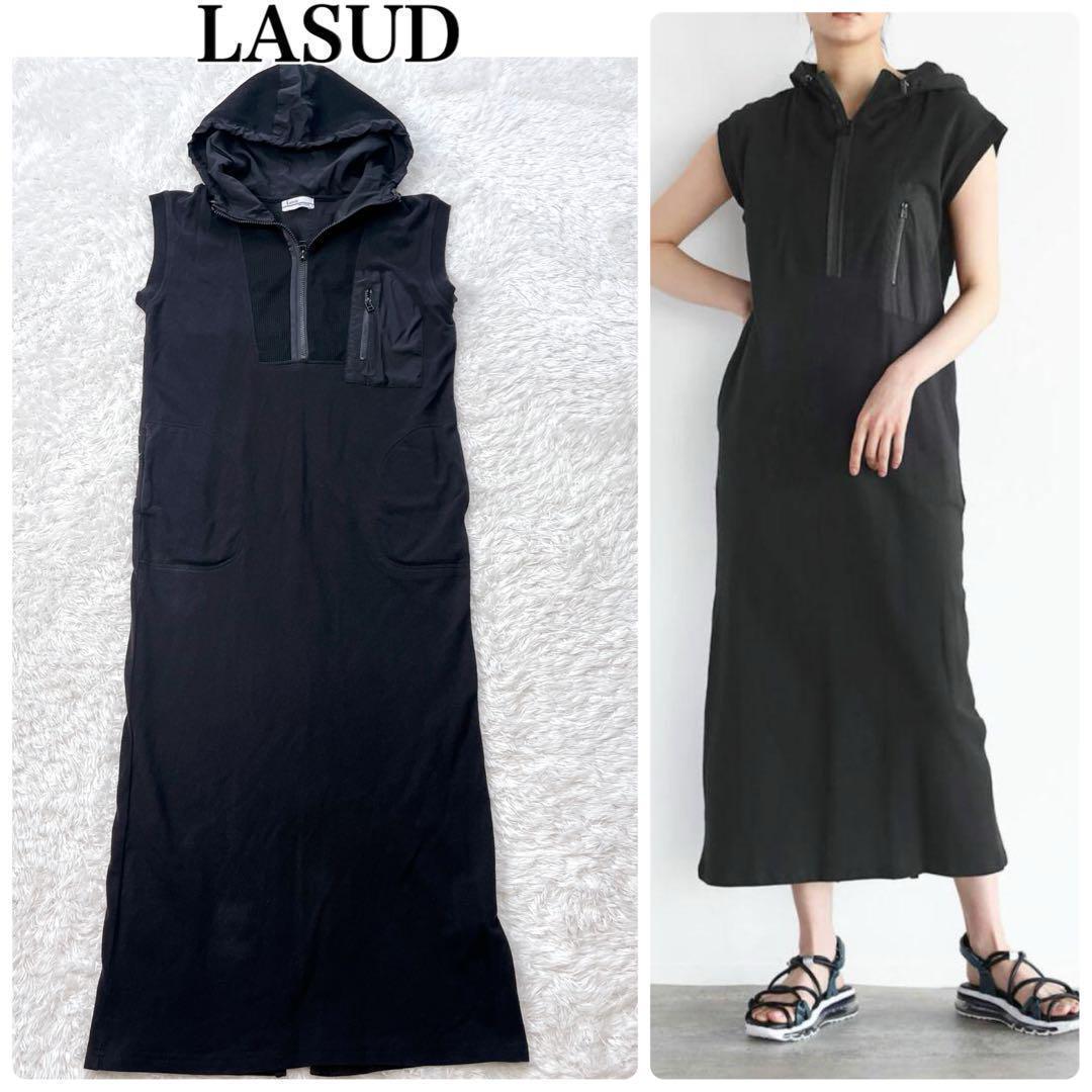 ヤマダヤ ラシュッド LASUD ブラック サーマルミックスワンピース 黒