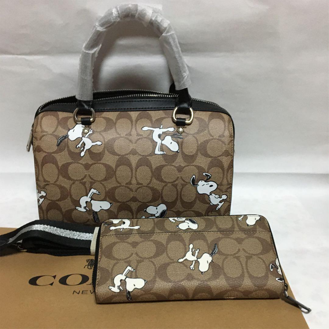 新品COACH ボストン&長財布セット 正規品 SxQjR-m65500180882 スヌーピーローアンサッチェル 高評価定番
