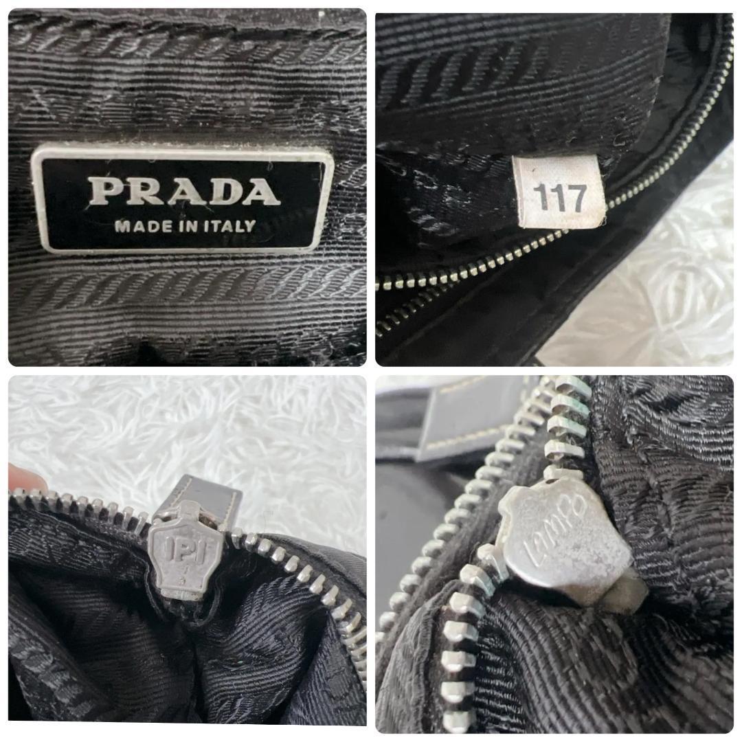 【PRADA】三角ロゴ リナイロングローブ 手袋 美品✨PRADA プラダ レザー グローブ 手袋 カシミヤ 黒 三角ロゴ