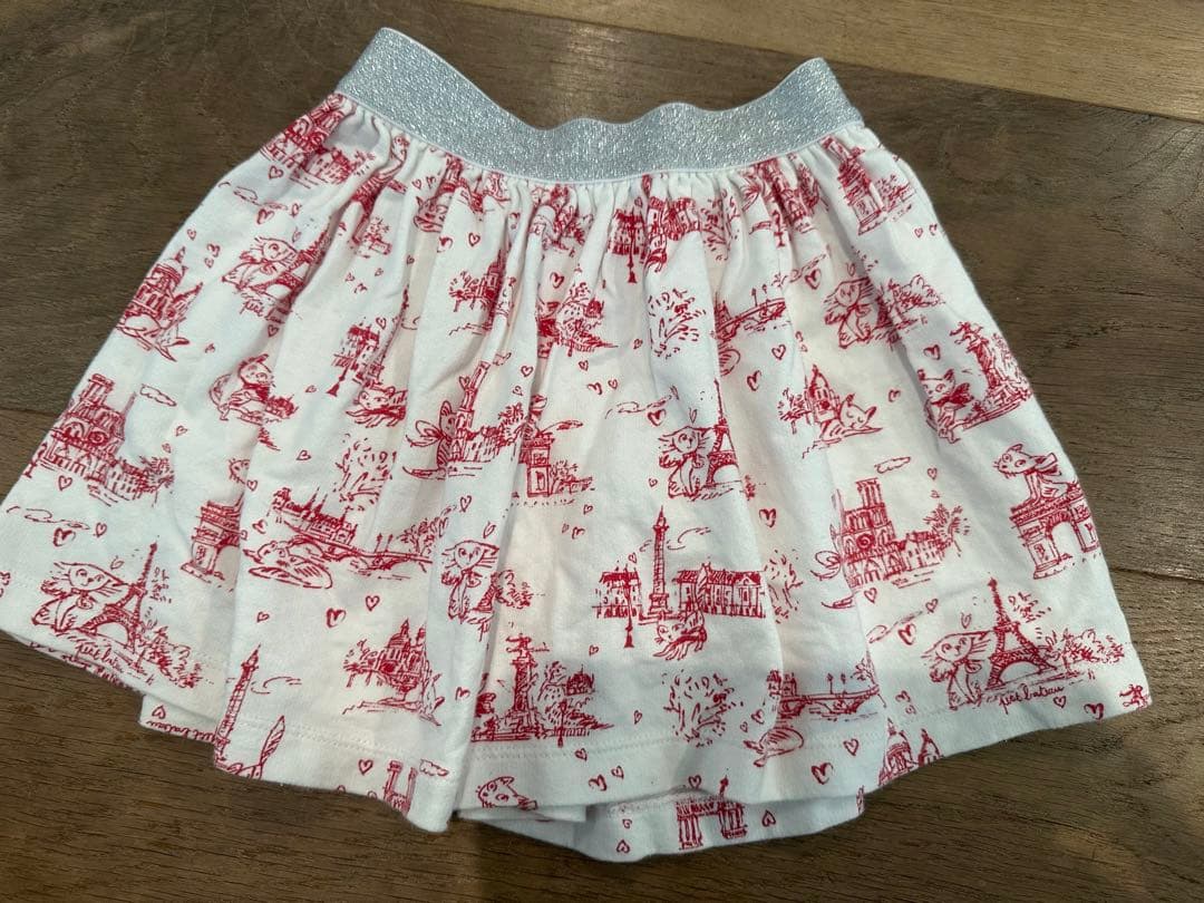 プチバトー フランス パリ柄 スウェットスカート 3ans 95cm 春の
