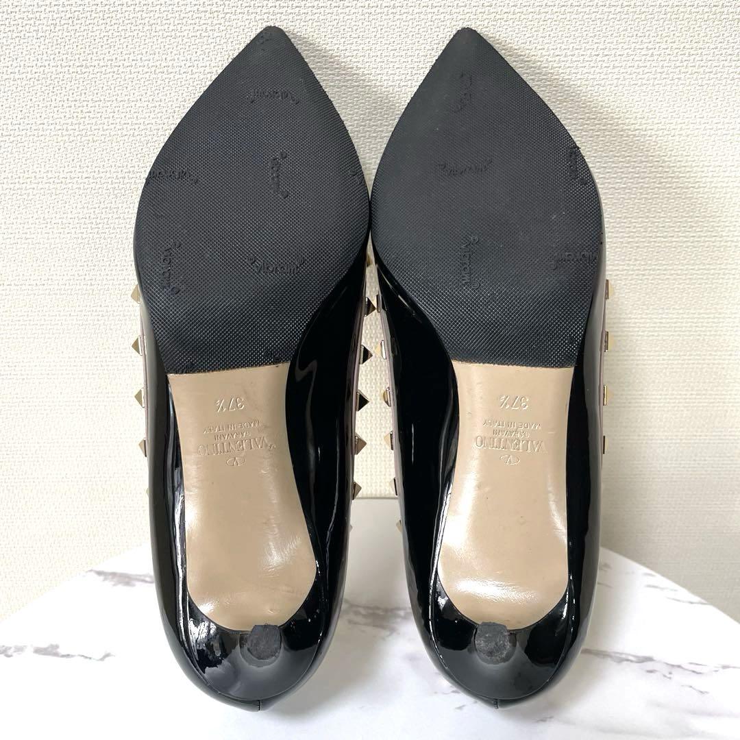 VALENTINO 37.5 ロックスタッズ　エナメル ブラック　パンプス