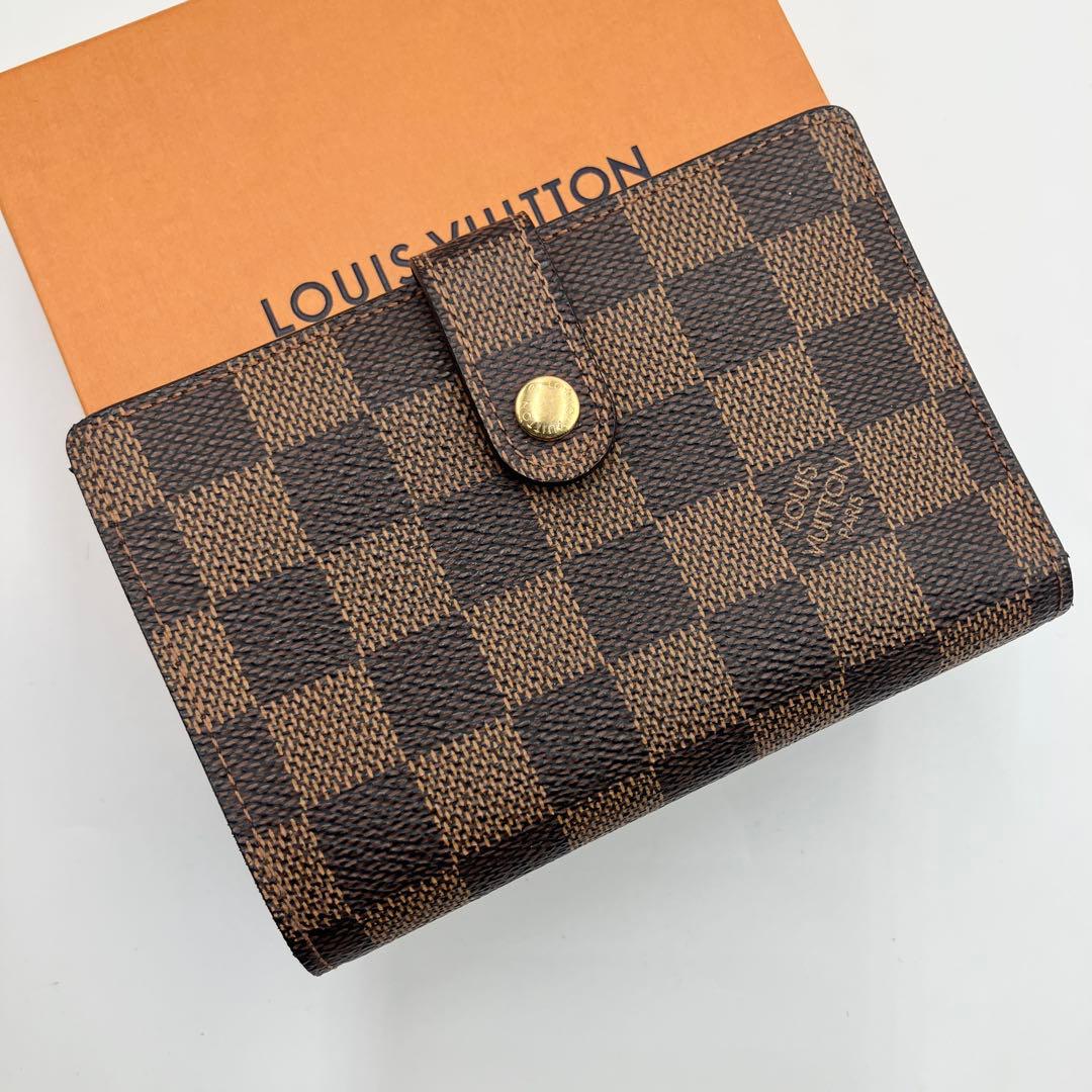 極美品✨新型★ルイヴィトン ヴィエノワ ダミエ 二つ折り　ブラウンMI1089