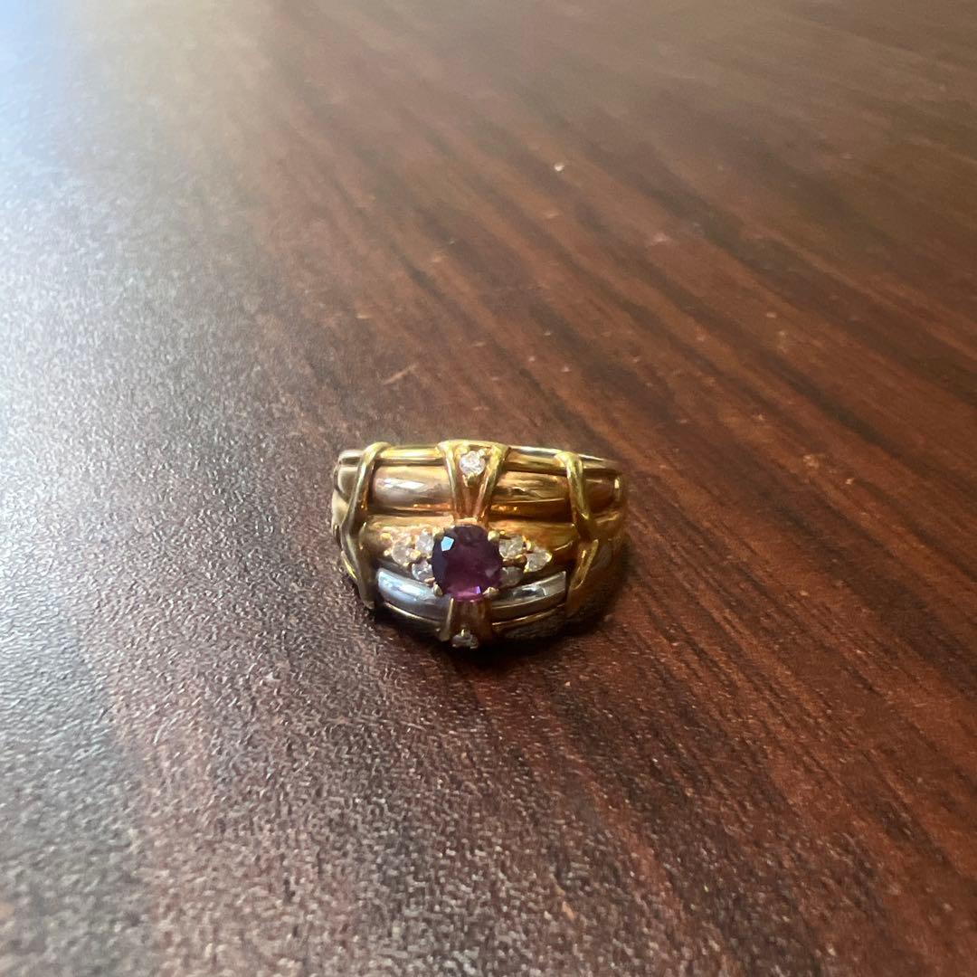 K18 Pt900ルビーリング