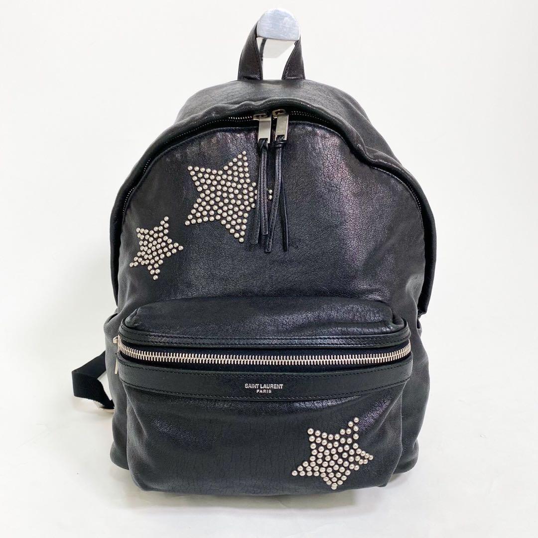 【美品】サンローラン リュックサック スタースタッズ レザー ブラック A4