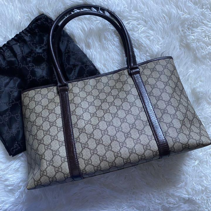 33%割引グレイ系保障できる 保存袋付 GUCCI トートバッグ PVC×レザー ...