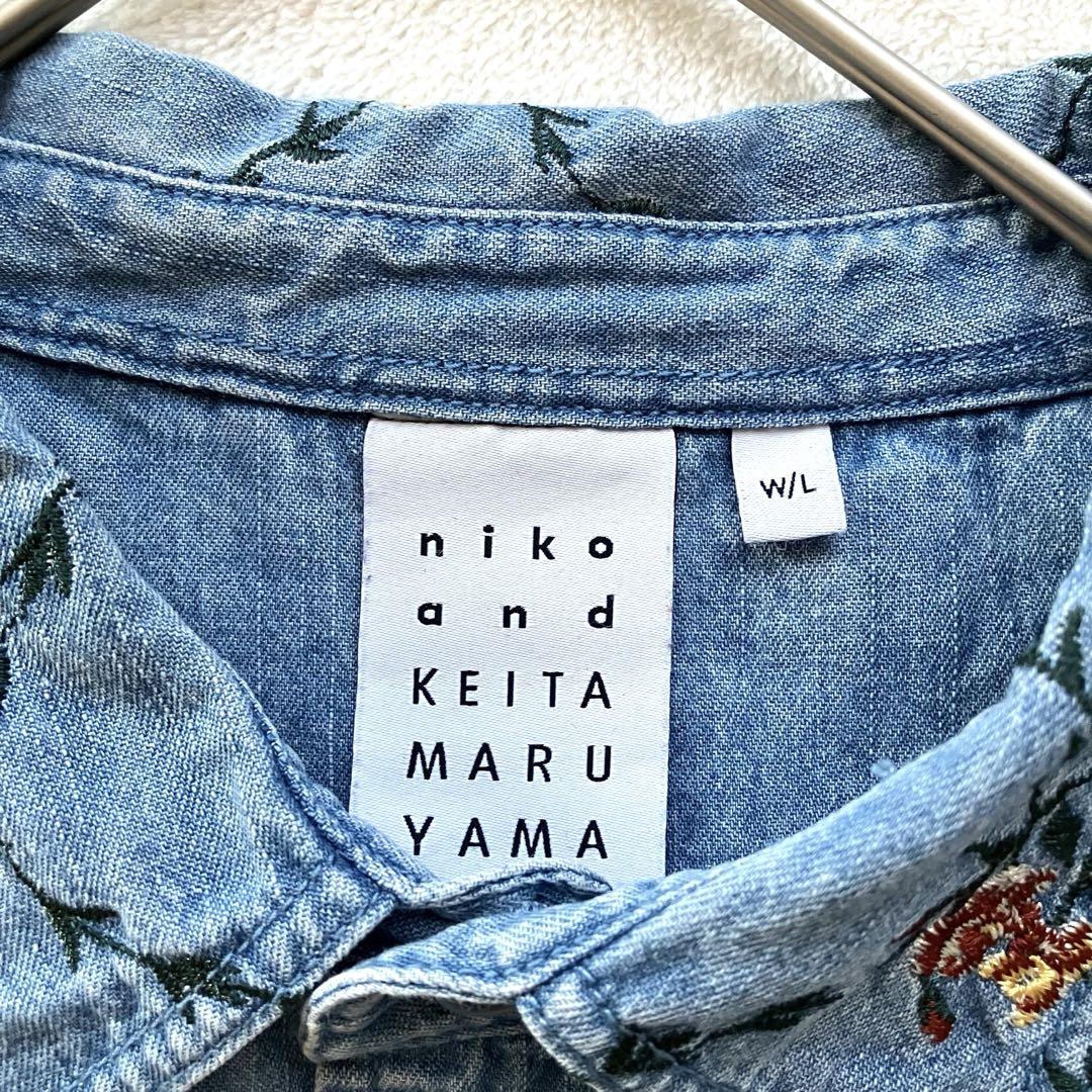 nikoand..＊デニム刺繍シャツ 花柄 長袖 ライトデニム L - メルカリ