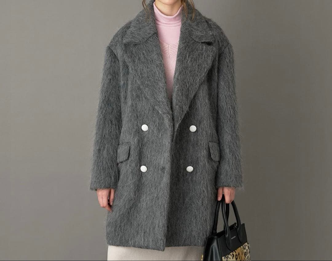 DRESSTERIOR モヘヤ混シャギーチェスターコート チャコールグレーS DRESSTERIOR