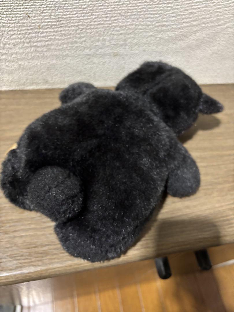 ナカジマ 日本製 レトロ 黒いクマのぬいぐるみ ハート&ハート